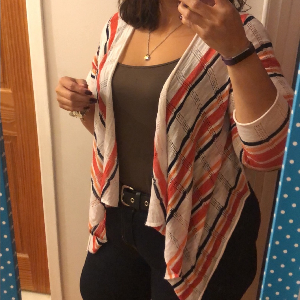 TORRID orange multi-striped cardigan